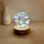 Illuminated Blue Hydrangea Crystal Ball Night Light