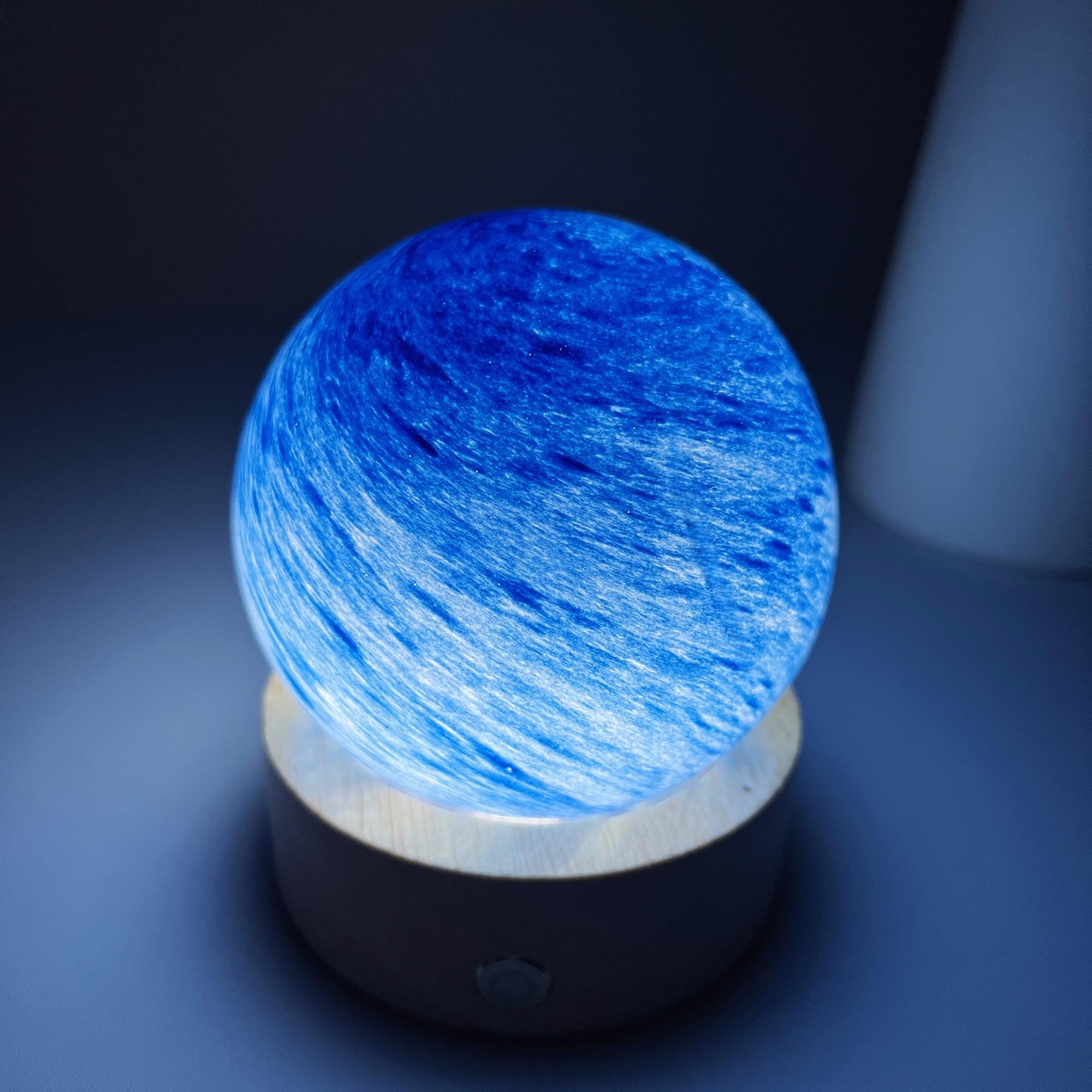 Illuminated Blue Wave Crystal Ball Night Light - Image 3
