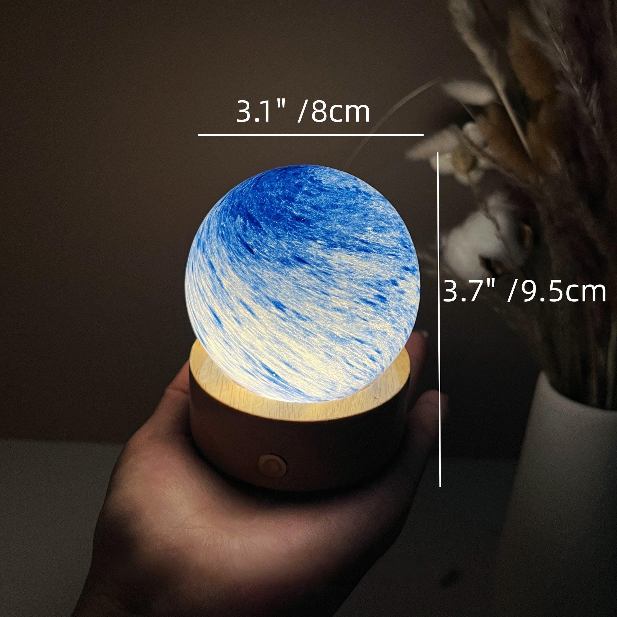 Illuminated Blue Wave Crystal Ball Night Light - Image 2