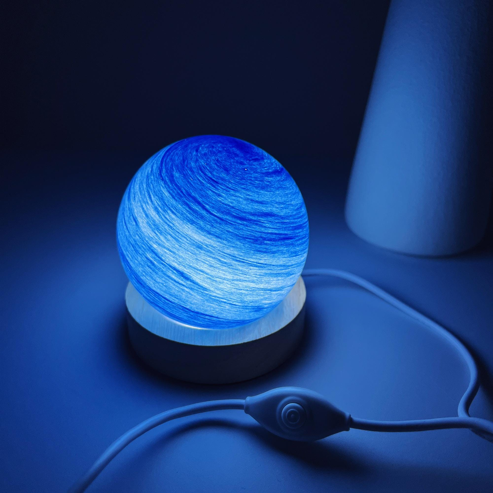 Illuminated Blue Wave Crystal Ball Night Light - Image 5