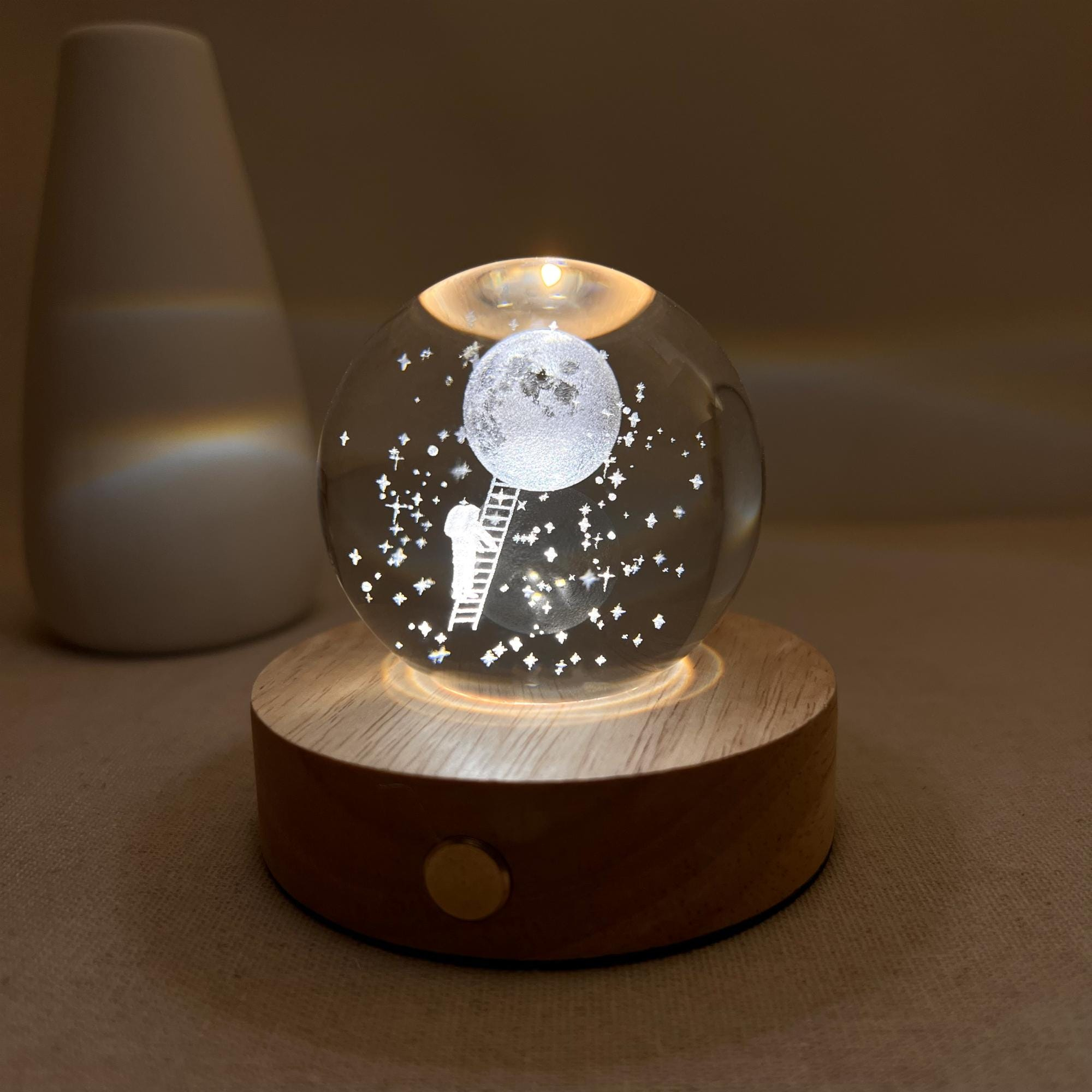 Illuminated Moon & Stars Crystal Ball Night Light