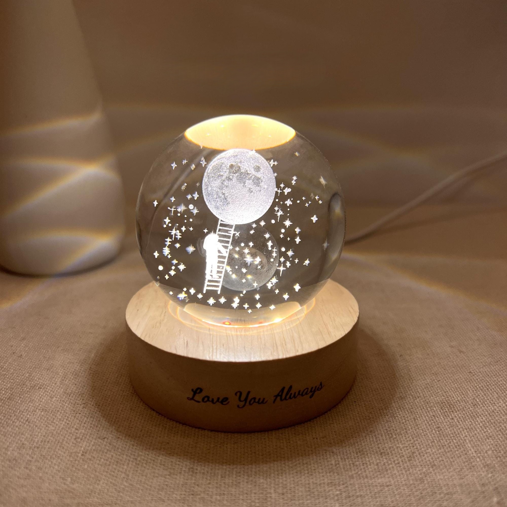 Illuminated Moon & Stars Crystal Ball Night Light - Image 4