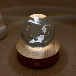 Illuminated Moon Whale Crystal Ball Night Light