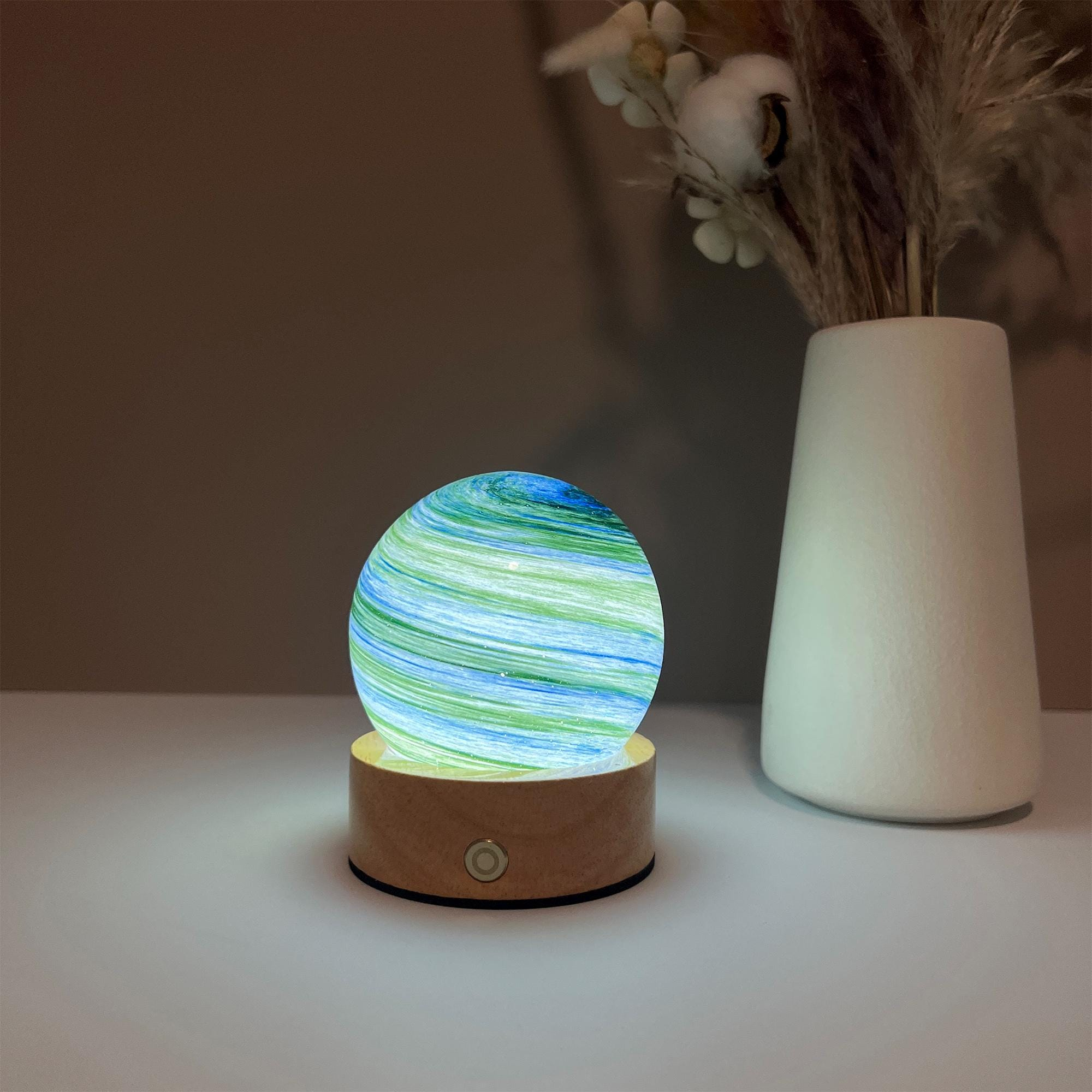 Illuminated Ocean Swirl Crystal Ball Night Light - Image 2