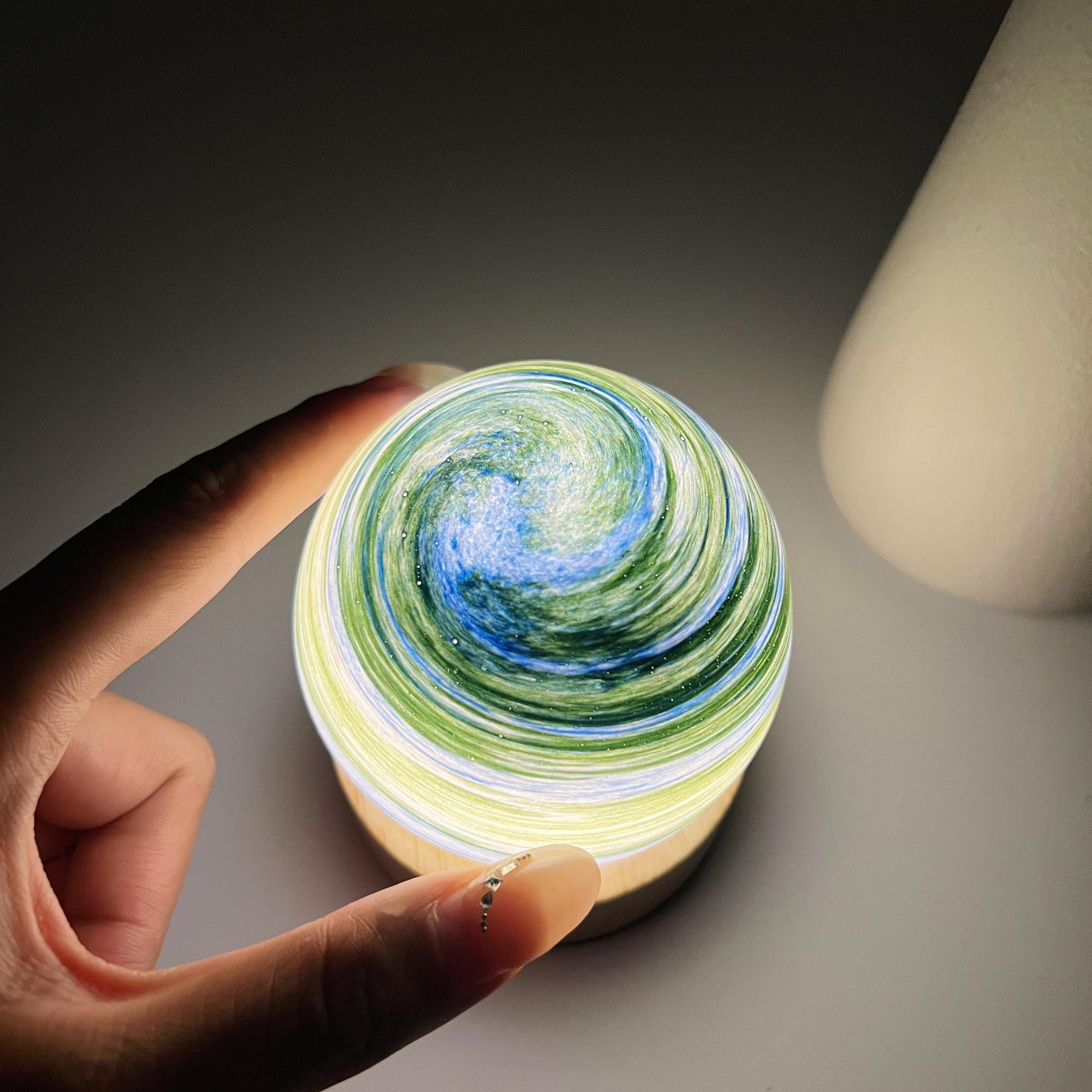 Illuminated Ocean Swirl Crystal Ball Night Light - Image 3