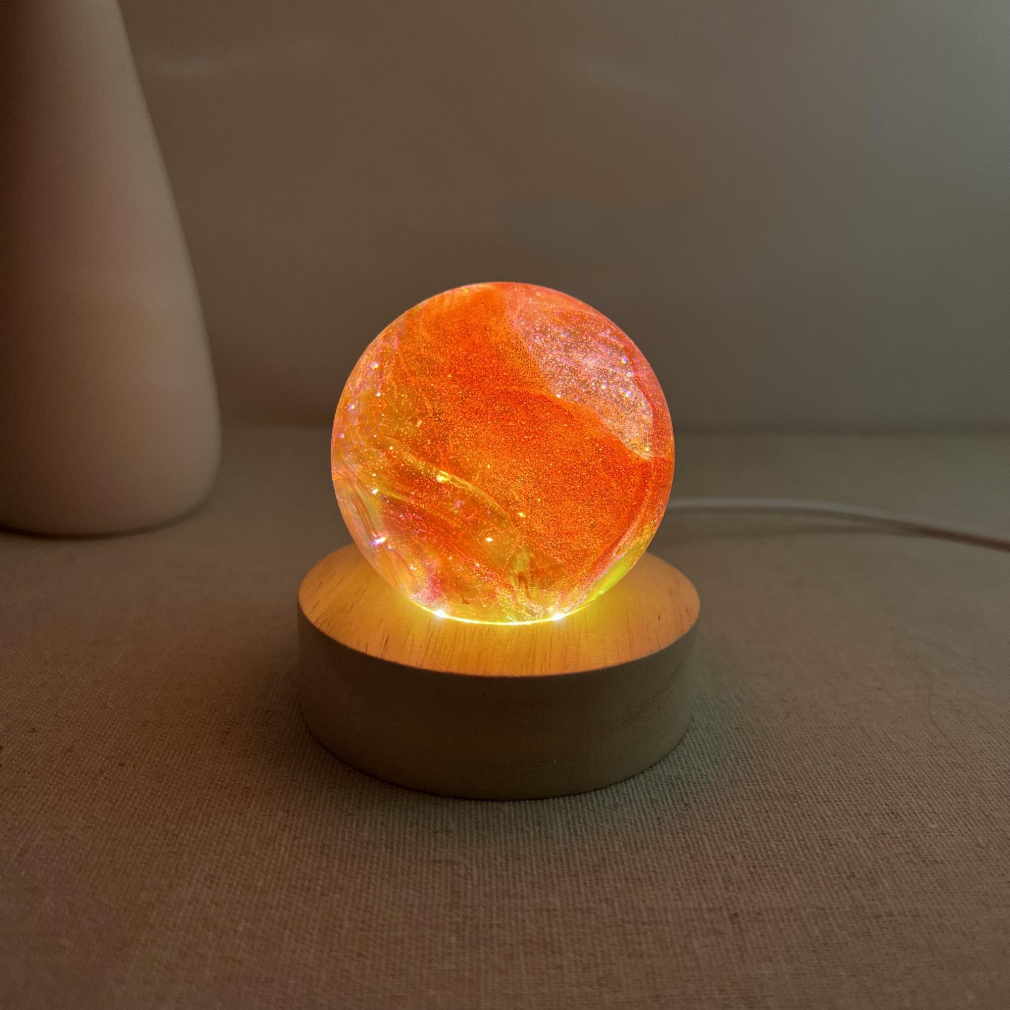 Illuminated Orange Galaxy Crystal Ball Night Light