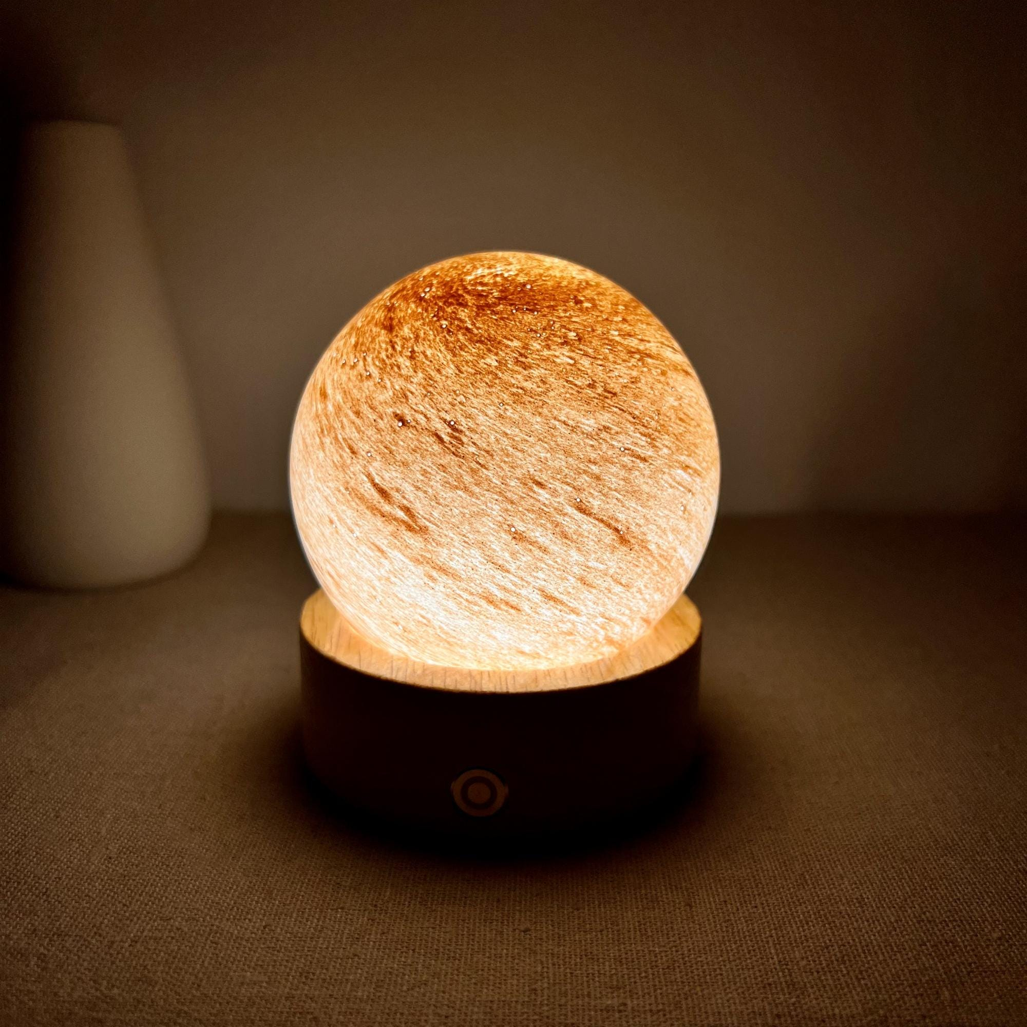 Illuminated Orange Moon Crystal Ball Night Light