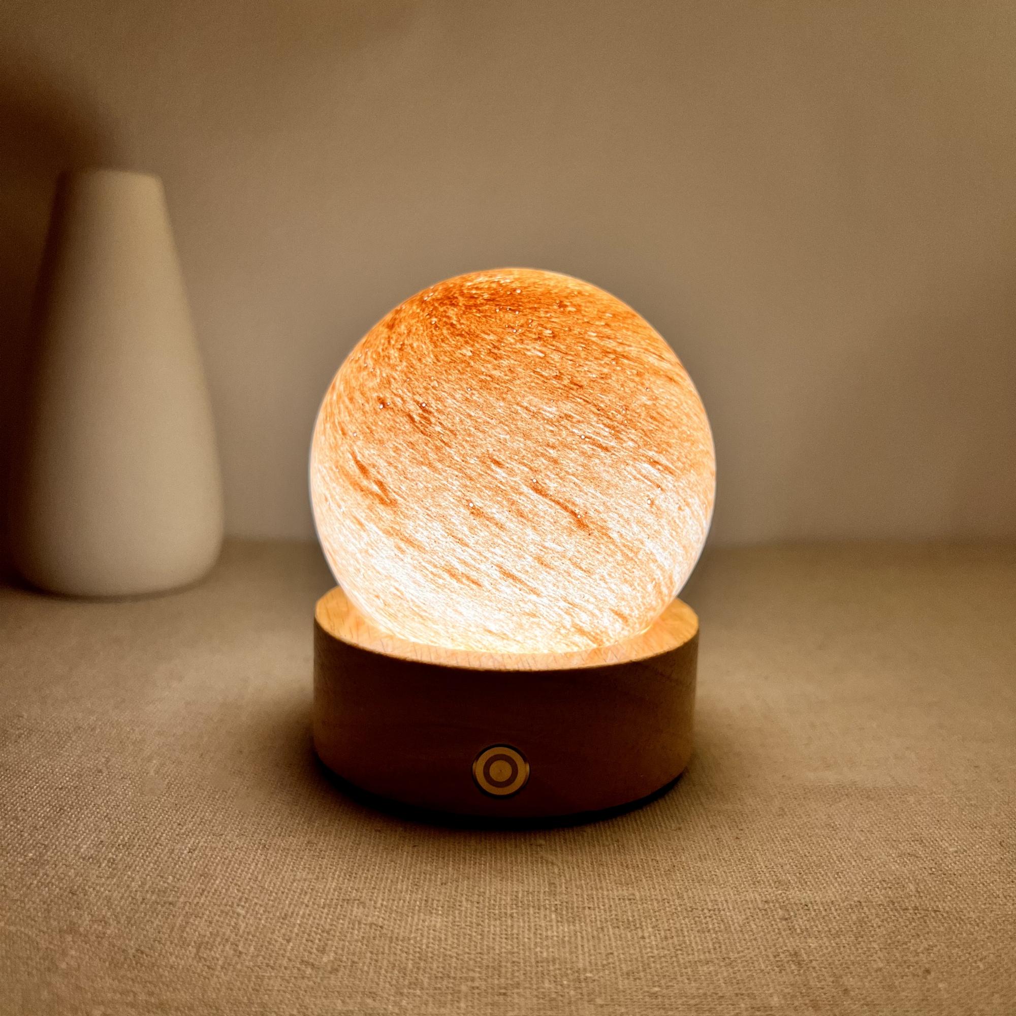 Illuminated Orange Moon Crystal Ball Night Light - Image 3