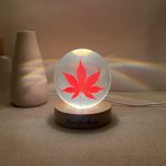 Illuminated Red Maple Leaf Crystal Ball Night Light
